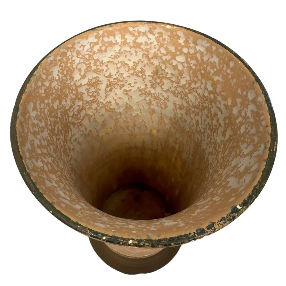 Vintage Etrurian Art Pottery Vase‎ Matte Finish Floral Antique Rare Brown White